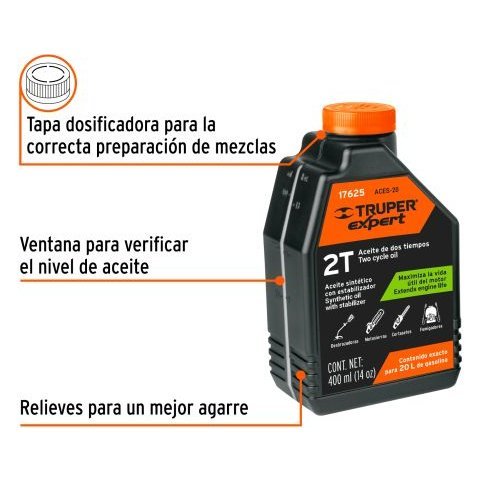 Aceite sintético para motor de 2 tiempos, 400 ml