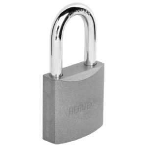 Candado de hierro 32 mm, gancho largo en blíster, HERMEX