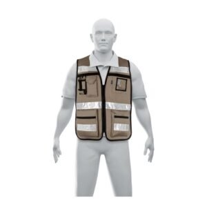 Chaleco brigadista con cintas reflejantes, color beige