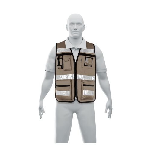 Chaleco brigadista con cintas reflejantes, color beige
