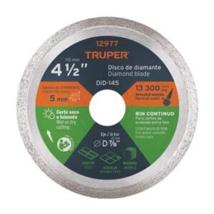 Disco de diamante de 4-1/2' x 1.6 mm, rin continuo, TRUPER
