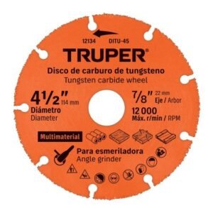 Disco 4-1/2' multimaterial de carburo de tungsteno, TRUPER