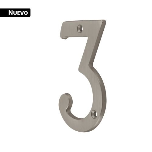 Número 3 de latón sólido 4', níquel satín, HERMEX