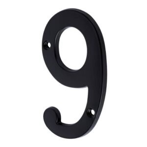 Número 9 de latón sólido 4', negro, HERMEX