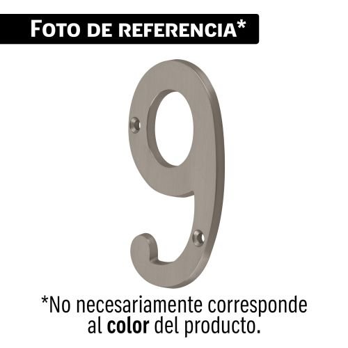 Número 9 de latón sólido 4', níquel satín, HERMEX