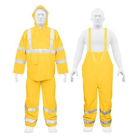 Conjunto impermeable doble capa amarillo con reflejante, M