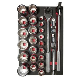 Juego de Dados Cortos y Accesorios Cuadro 3/4" en Pulgadas, 27 Piezas Urrea