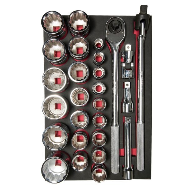 Juego de Dados Cortos y Accesorios Cuadro 3/4" en Pulgadas, 27 Piezas Urrea