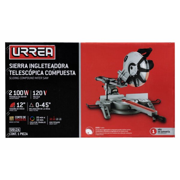 Sierra de Inglete Telescópica 12" 2100 W Urrea SI912A